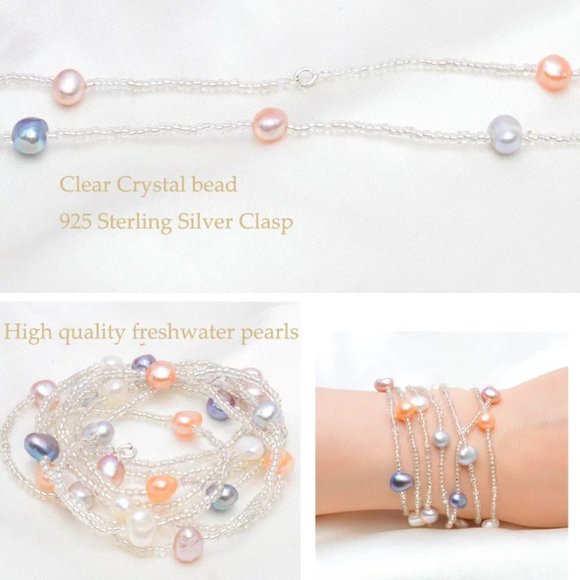 48” Natural Pearl Necklace/Bracelet S925 - Picture 7 of 13